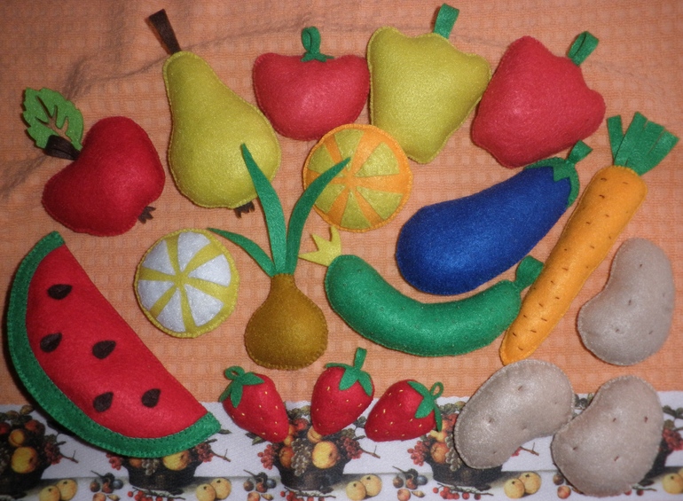 Фрукты и овощи из фетра