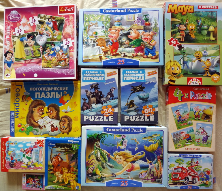 Пазлы на 3-5 лет мешком.
