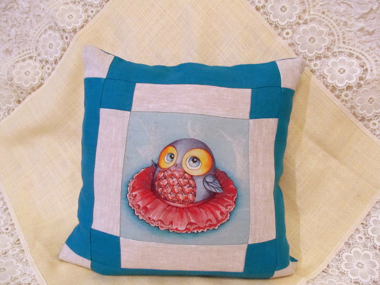 Наволочки с совушками цвета морской волны