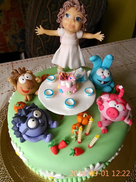 Торт День рождение Глаши со смешариками!!!