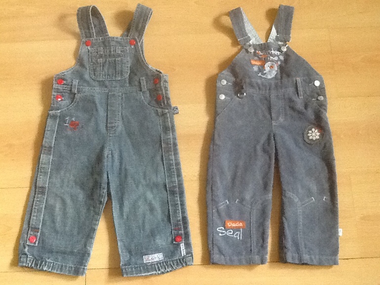 Полукомбинезоны джинсовый и вельветовый размер 80