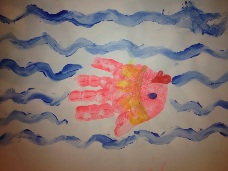 Новогодний календарь детскими ладошками