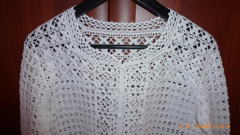 ажурный жакет с планкой из мотивов