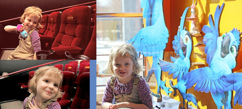 Хотим поделиться. Сегодня случился первый поход Лизы в кино