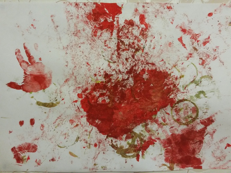 Рисование ватными палочками и банками из-под пюрешек))