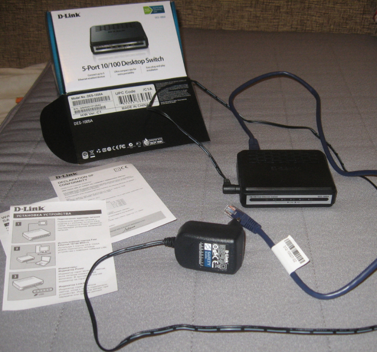 Неуправляемый коммутатор с 5 портами 10/100Base-TX, D-Link DES-1005A/C1
