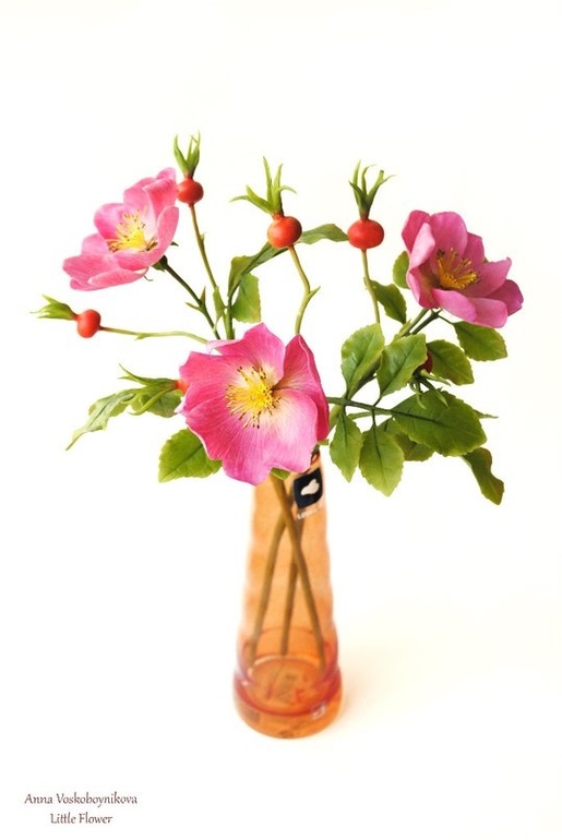 Шиповник из полимерной глины