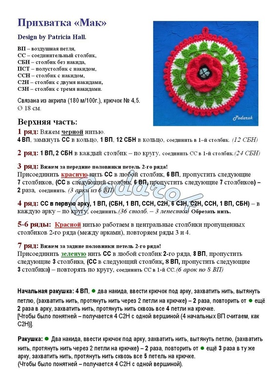 Прихватки крючком со схемами
